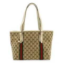 GUCCI グッチ GGキャンバス シェリーライン トートバッグ ショルダーバッグ 肩掛け レザー ベージュ アイボリー チャーム付き 137396