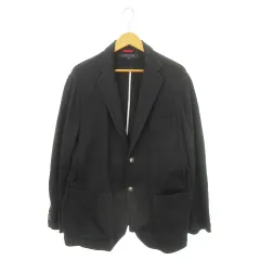 トミーヒルフィガー TOMMY HILFIGER テーラードジャケット ブレザー コットン サイドベンツ ロゴ刻印ボタン 厚手 XL 黒 ブラック /MN16 ■GY18