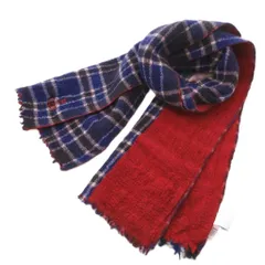 ヴィヴィアンウエストウッド Vivienne Westwood ストール マフラー ウール チェック柄 オーブ刺繍 レッド ブルー /UO