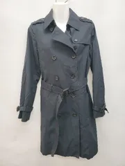 ◇ ◎ NATURAL BEAUTY BASIC ナチュラルビューティーベーシック 定番 長袖 トレンチコート サイズL ネイビー レディース P  【1403180019708】