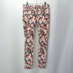 ◇ AZULBYMOUSSY アズールバイマウジー ストレッチ 総柄 ストレートパンツ サイズS ピンク オレンジ ブルー レディース E  【1404020010831】