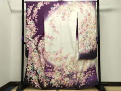 平和屋着物●越後十日町の一流染匠　桐屋・翠山工房　徳永憲峯　振袖　辻が花　絞り　暈し染め　金彩　銀通し地　正絹　逸品　CABB0083gh