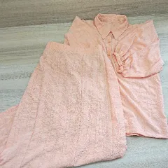 ◇ Re:EDIT リエディ シャツ パフスリ－ブ ウエストゴム ロング丈 セットアップ サイズL オレンジ レディース E  【1404020006117】