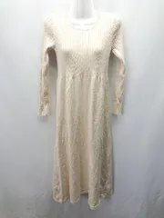 ◇ Bab バブ ニット シンプル クルーネック 長袖 ロング丈 ワンピース サイズ38 アイボリー レディース E  【1404020017670】