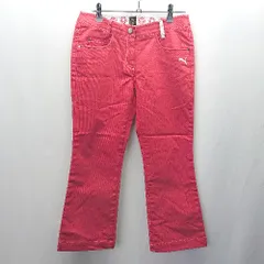 ◇ PUMA プーマ 一部ドット柄 ブランドロゴ刺繡 ストレートパンツ サイズM レッド レディース E  【1404020017366】