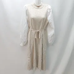 ◇ FREE'S MART フリーズマート 袖リブ 袖切り替え 長袖 ロング丈 ワンピース サイズL ベージュ系 レディース E  【1404020012118】