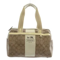 コーチ COACH ミニボストンバッグ ハンドバッグ PVC レザー シグネチャー 総柄 ロゴ 茶色 ブラウン 白 ホワイト F11353 /XZ ■GY18