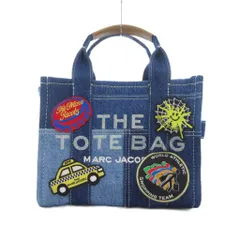 マークジェイコブス MARC JACOBS 美品 2WAY ハンドバッグ トート ショルダー デニム カスタムワッペン インディゴブルー /UO