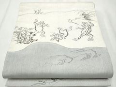 名古屋帯 鳥獣戯画 兎 カエル 蛙 紬 着物 053b - メルカリ
