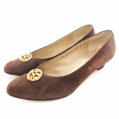 サルヴァトーレフェラガモ Salvatore Ferragamo パンプス アーモンドトゥ ローヒール スエード 7 24.5cm 茶 ブラウン /UD ■GY18