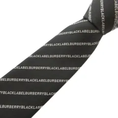 バーバリーブラックレーベル BURBERRY BLACK LABEL ネクタイ カジュアル 絹 シルク ロゴ柄 黒 ブラック /GV
