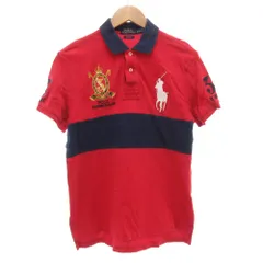 ポロ ラルフローレン POLO RALPH LAUREN ポロシャツ 半袖 M 鹿の子 サマークラシック ビッグポニー 刺繍 赤 レッド 紺 ネイビー /AE