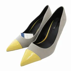 ザラ ZARA タグ付き パンプス ポインテッドトゥ スエード バイカラー 39 グレー 黄 イエロー /FF