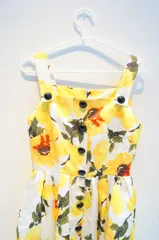 【0031】ボタニカル 花柄 ワンピース フロントボタン 夏色