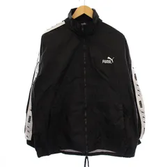 プーマ PUMA トラックジャケット ジップアップ ハイネック ロゴ刺繍 ナイロン L 黒 /BM ■MT