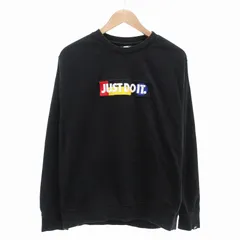 ナイキ NIKE JUST DO IT トレーナー スウェット ロゴ刺繍 長袖 L 黒 ブラック /FF ■GY35
