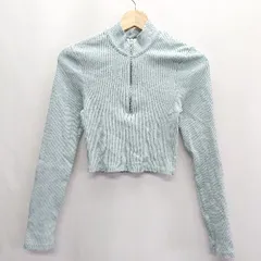 ◇ ZARA ザラ コットン系　クロップド 長袖 ニット サイズＭ ライトブルー系 レディース E  【1408060011346】
