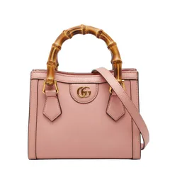 グッチ バンブー ダイアナ ハンドバッグ ショルダーバッグ 2WAY 655661 ピンク レザー レディース GUCCI【1-0249772】