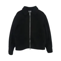 ZARA (MEN - L) ポリ ファー トリミング ジップアップ ムートン ジャケット