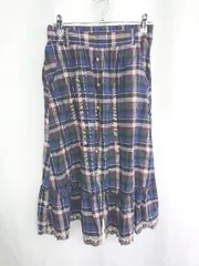 ◇ OLIVE des OLIVE オリーブデオリーブ チェック柄 ロング丈 フレア スカート サイズ表記なし ブルー系 レディース E  【1408060016716】