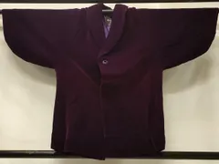 平和屋着物＃和装コート　ベロア　紫紺色　交織　CABB1489in