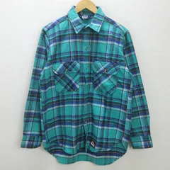 t■USA製■ウールリッチ/WOOLRICH ヘビーネルシャツ/長袖■水色系【 メンズXL程度 】アメカジMENS/48【中古】