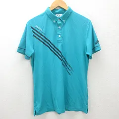 t■アディダス ゴルフ/ADIDAS GOLFボタンダウン 半袖ポロシャツ/ウェア■水色系【 XL 】MENS/48【中古】
