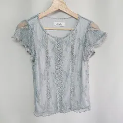 ◇ dazzlin ダズリン シアー素材 ノースリーブ ブラウス サイズＭ ライトブルー レディース E  【1408060020102】