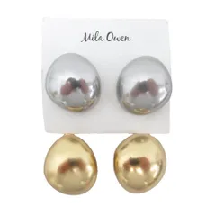 ミラオーウェン Mila Owen 2点セット イヤリング ビッグオーバル くすみ シルバー ゴールドのサムネイル