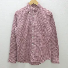 G■ユナイテッドアローズ/UNITED ARROWS GLR 長袖BDシャツ/ギンガムチェック柄【M】赤/men's/86【中古】■