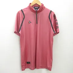 t■ルコックゴルフ/Lecoq sportif GOLF ハーフジップ 半袖ポロシャツ/ウェア■赤系【 LL 】MENS/47【中古】