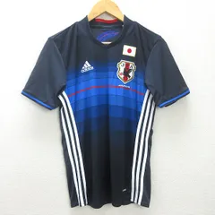 t■adidas社製 サッカー日本代表 16/17 ユニフォーム ホーム 半袖 レプリカ■紺【 メンズM 】MENS/56【中古】