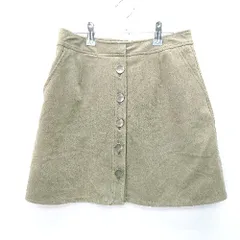 ◇ 31 Sons de mode 正面ボタン　背面ファスナー付き 膝上 台形 スカート サイズM カーキ系 レディース E  【1408060020546】