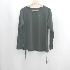 ◇ PUMA プーマ ひも付き　正面ロゴ 長袖 Ｔシャツ サイズM ブラック レディース E  【1408060020850】