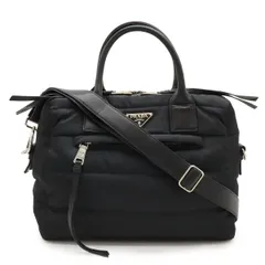 PRADA プラダ ボンバー ハンドバッグ トートバッグ 2WAY ショルダーバッグ ナイロン レザー NERO ブラック 黒 シルバー金具 1BB024
