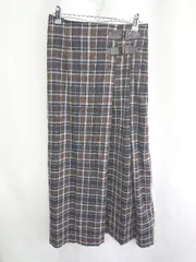 ◇ ROPE PICNIC ロペピクニック チェック柄 ロング丈 フレア スカート サイズ38 ブラウン レディース E  【1408060045792】