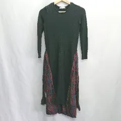 ◇ ZARA 切り替えデザイン チェック柄 長袖 ロング丈 ワンピース サイズS ブラック マルチカラー レディース E  【1408060046324】