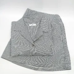 ◇ WEGO ウィゴー ギンガムチェック柄 ミニ丈 シャツ スカート セットアップ サイズF ブラック ホワイト レディース E  【1408060046966】