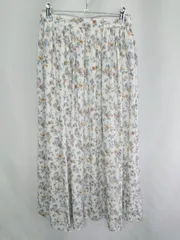 ◇ ROPE PICNIC ロペピクニック 花柄 ロング丈 プリーツ スカート サイズ38 ホワイト ブルー イエロー レディース E  【1408060046935】