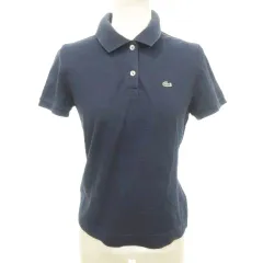 ラコステ LACOSTE ポロシャツ 半袖 ワンポイント ロゴ 薄手 40 Mサイズ 紺 ネイビー