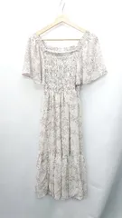 ◇ one way ワンウェイ 花柄 レースアップ 半袖 ロング丈 ワンピース サイズS ベージュ ピンク ホワイト レディース E  【1408060048700】