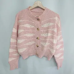 ◇ me+em select ミームセレクト ボーダー柄 長袖 カーディガン サイズF ピンク レディース E  【1408060049653】