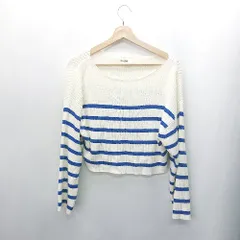 ◇ SNIDEL スナイデル ボーダー柄 長袖 ニット サイズF ホワイト ブルー レディース E  【1408060051014】