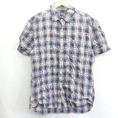 ◇ tk.TAKEO KIKUCHI チェック柄 半袖 シャツ サイズ4 ブルー ホワイト レッド メンズ E  【1408060057924】