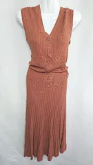 ◇ CECIL McBEE セシルマクビー リブニット ロング丈 ワンピース サイズM オレンジブラウン レディース E  【1408060057634】