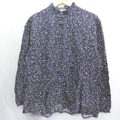 ◇ CRAFT STANDARD BOUTIQUE 花柄 長袖 ブラウス サイズF ネイビー レディース E  【1408060058266】