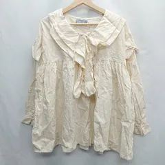 ◇ SAKISHIMA サキシマ 首回り紐付き 胸元リボン付き 長袖 ポンチョ風シャツ サイズＭ アイボリー系 レディース E  【1408060064618】