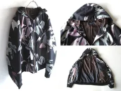 Paul Smith JEANS ポールスミス ジーンズ コットンリップストップ リーフ柄 ジャケット ジップ パーカー フード ブルゾン L ブラック 黒