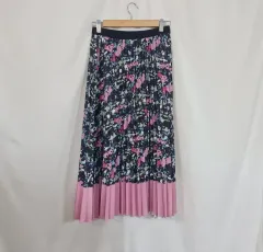 abfz フラワー パータン ピンク バイカラー プリーツ スカート