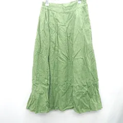 ◇ chocol raffine robe ウエストゴム　リネン使用 マキシ フレア スカート サイズＦ グリーン系 レディース E  【1408220000197】